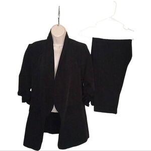 New Shein SXY Ruched Sleeves Blazer & Pants Set Size Small Black NWT